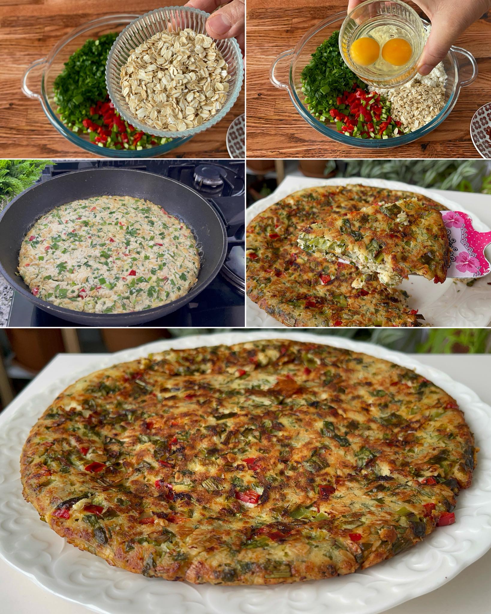 Börek Tadında Bol Sebzeli Yulaflı Omlet Tarifi