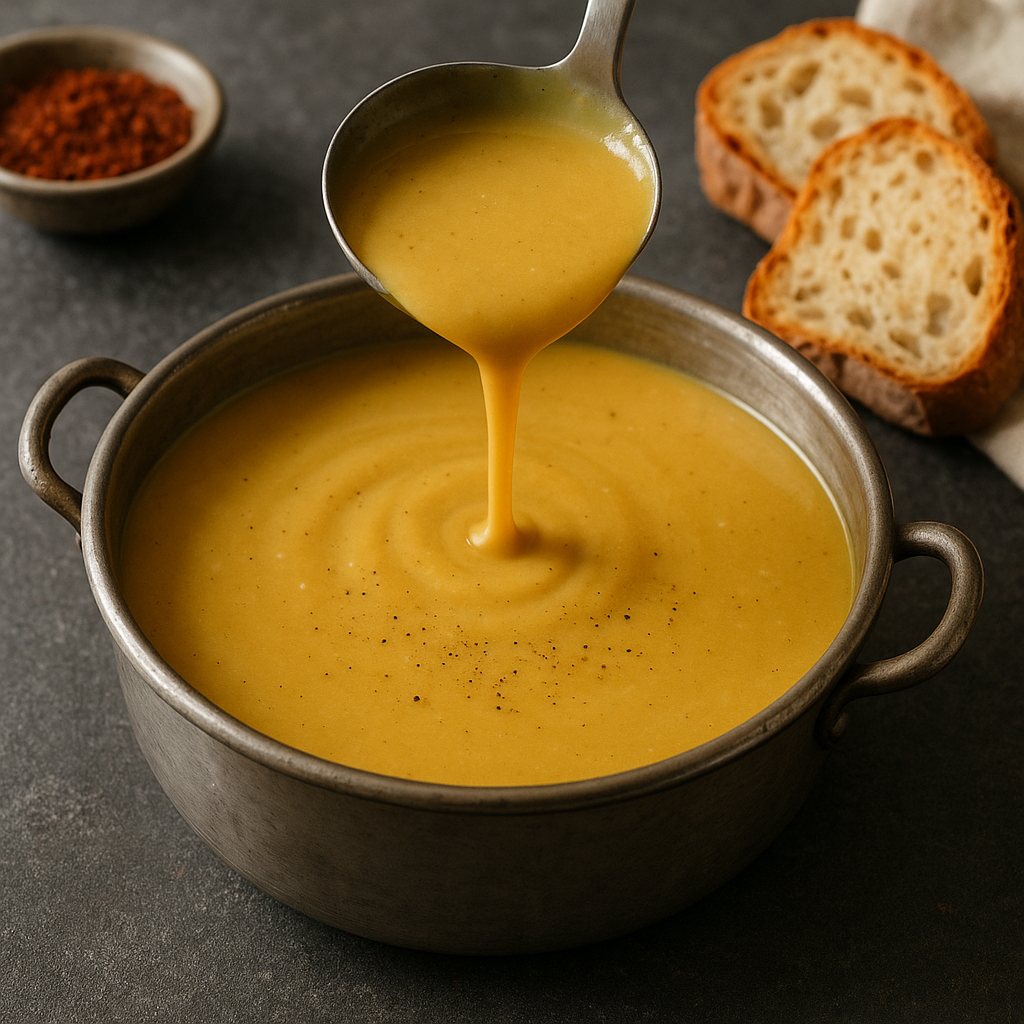 Mercimek çorbası sunumu
